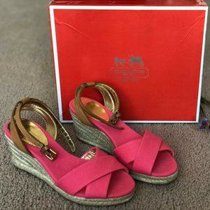 COACH Henley Canvas/Veg Leather 5.5 Sandals Wedge
